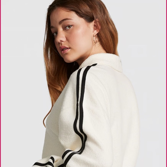 PINK by Victoria’s Secret Cropped Pullover in Cream and Black Color, Sz L - Picture 3 of 11